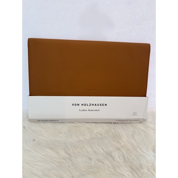 New Von Holzhausen MacBook Portfolio 16" vegan Leather Cover Caramel Brown Apple - Picture 3 of 11